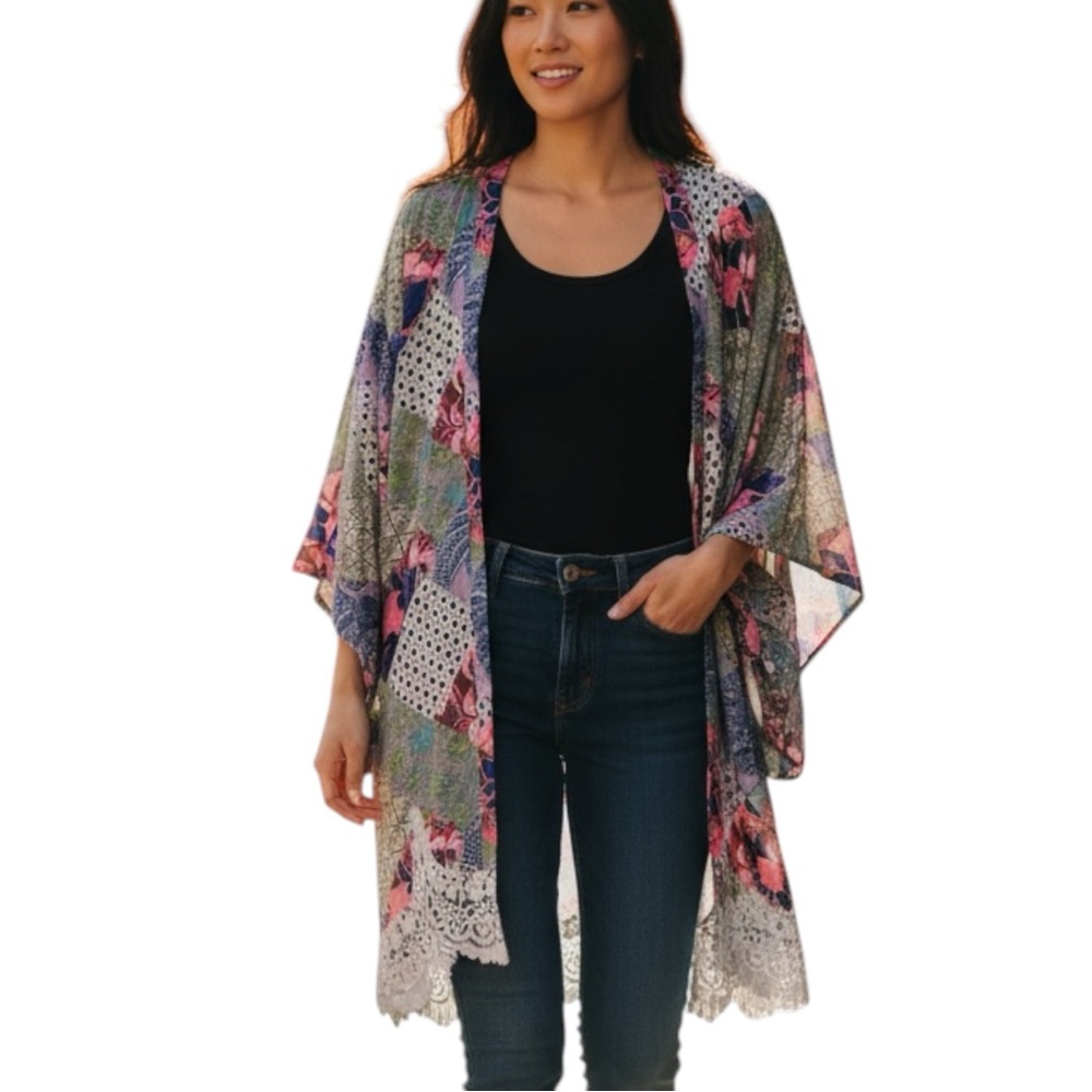 Victoria's Secret Tropical Bali Patchwork Open Kimono - Extra Small